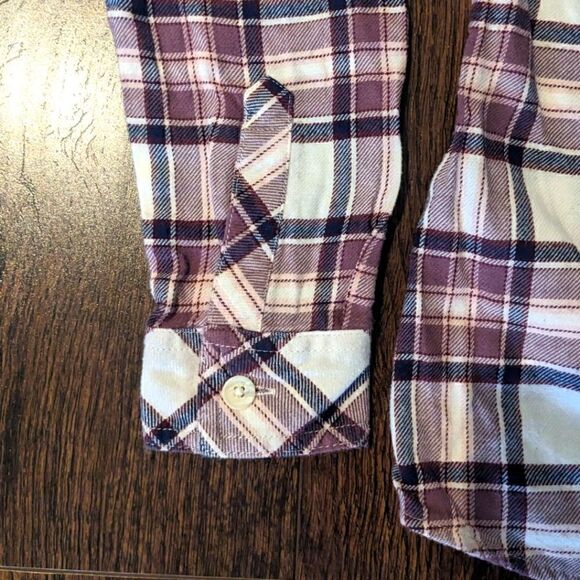 Dickies Women's S 100% Cotton Flannel Plaid Button Down Collared Shirt - Picture 4 of 9